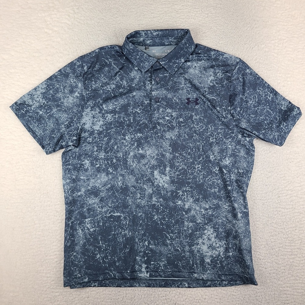 Under Armour The Playoff Polo Shirt Mens Large Blue Loose Heatgear Performance